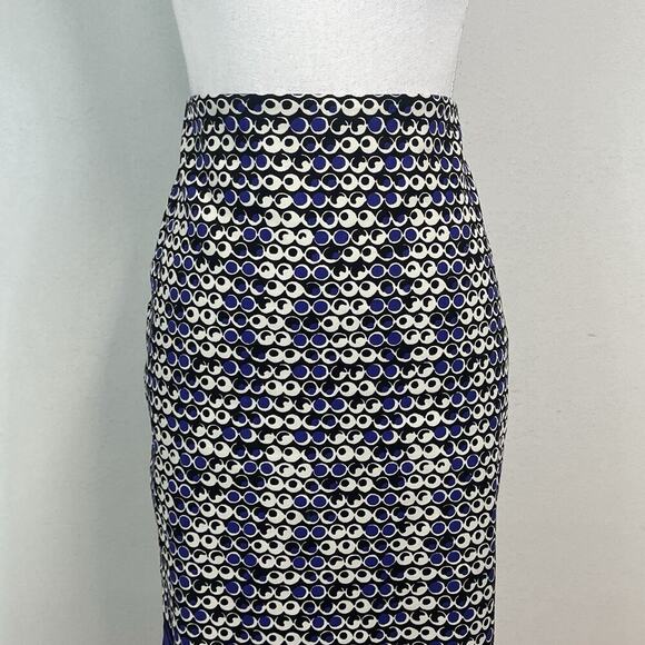 Ann Taylor Skirt size 10 Petite Black Purple Circles Dots Straight Knee Casual - Picture 2 of 10